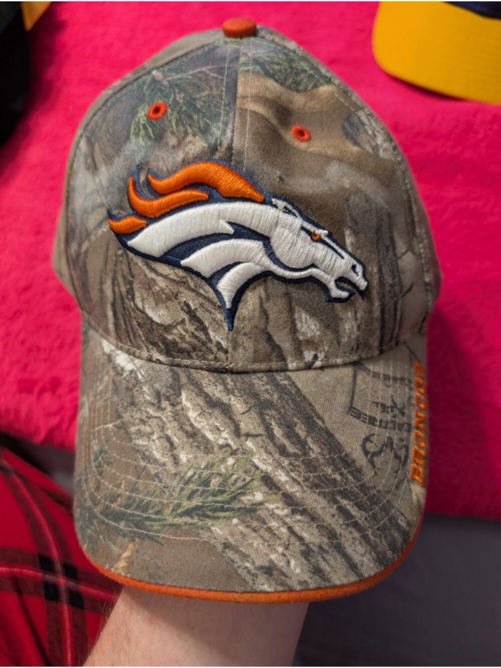 Denver Broncos 47 Brand NFL Realtree Camo Orange Strapback Dad Hat Baseball Cap